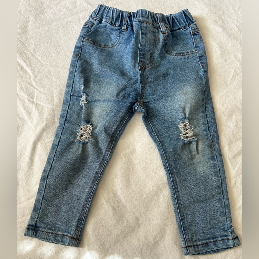 Toddler Boys Distressed Blue Jeans 2T